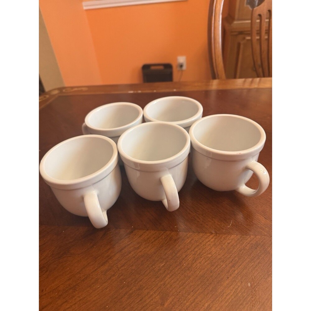 5 POTTERY BARN DU JOUR CUPS (12 OZ) 3-1/2" ALL WHITE